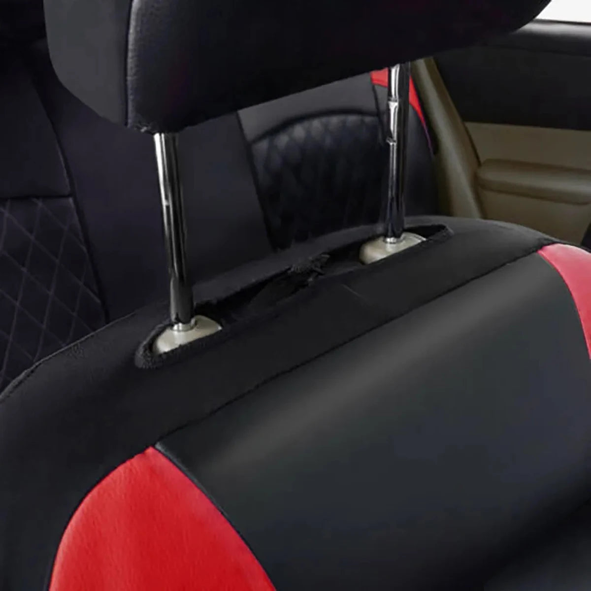 All-Season Quilted PU Leather Car Seat Cover, Waterproof Set