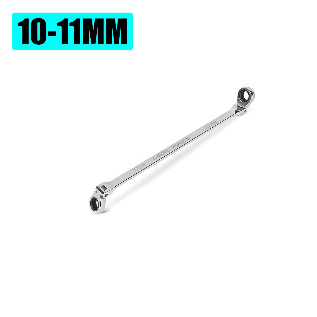 Extra Long Flex-Head Ratcheting Wrench Set, Double Box End Wrench Set, Metric 8-19mm, CR-V Steel