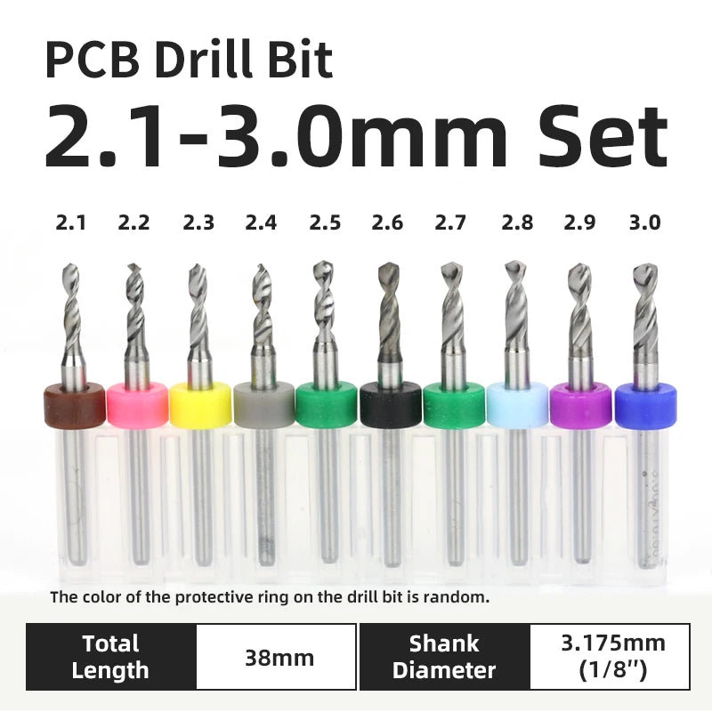 TOOLEYE 10pcs PCB Drill Bit Set Micro Drills Printed Circuit Board 1/8" Shank Mini CNC Drill Bits 0.1-3.175mm Drilling Tools