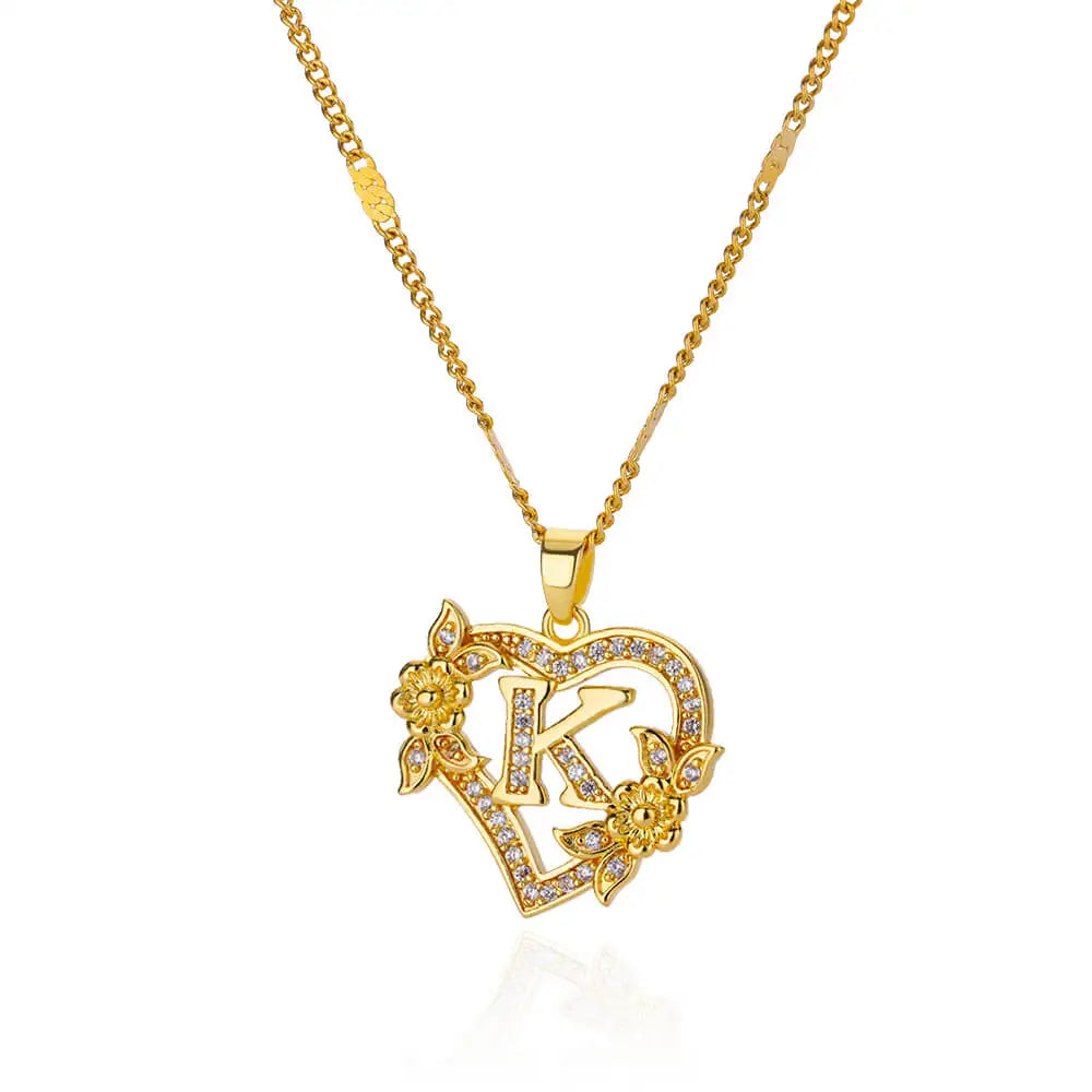 Initial Heart Necklace – Gold-Tone A-Z Letter Pendant
