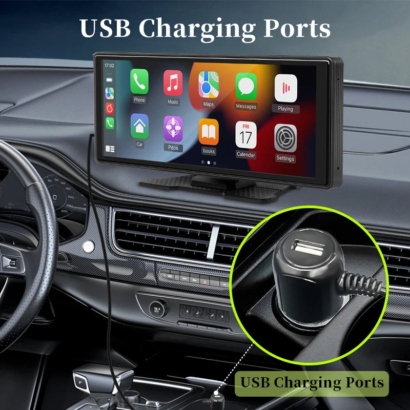 Hippcron 10.26'' Car Radio Screen Multimedia Video Player Wireless Carplay Android Auto Mirrorlink BT AUX TF USB Universal