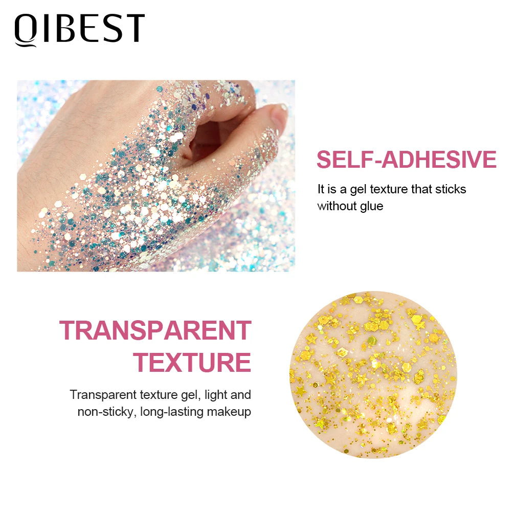 6 Colors Holographic Body Glitter Gel Set Christmas Party Makeup Face Eye Lips Hair Nail Cosmetic Festival Glitter Cosmetics