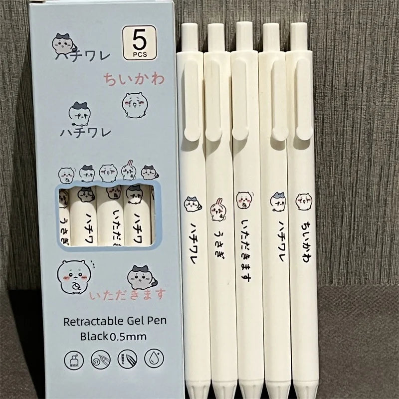 Cute Chiikawa Gel Pen Set | 0.5mm Black Ink, Ideal for Students & Chiikawa Fans, Perfect Back-to-School Gift & Present for Frien