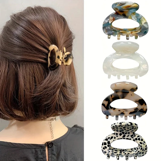 Small Oval Hair Claw Clip with Secure Grip for Women - Ponytails & Updos