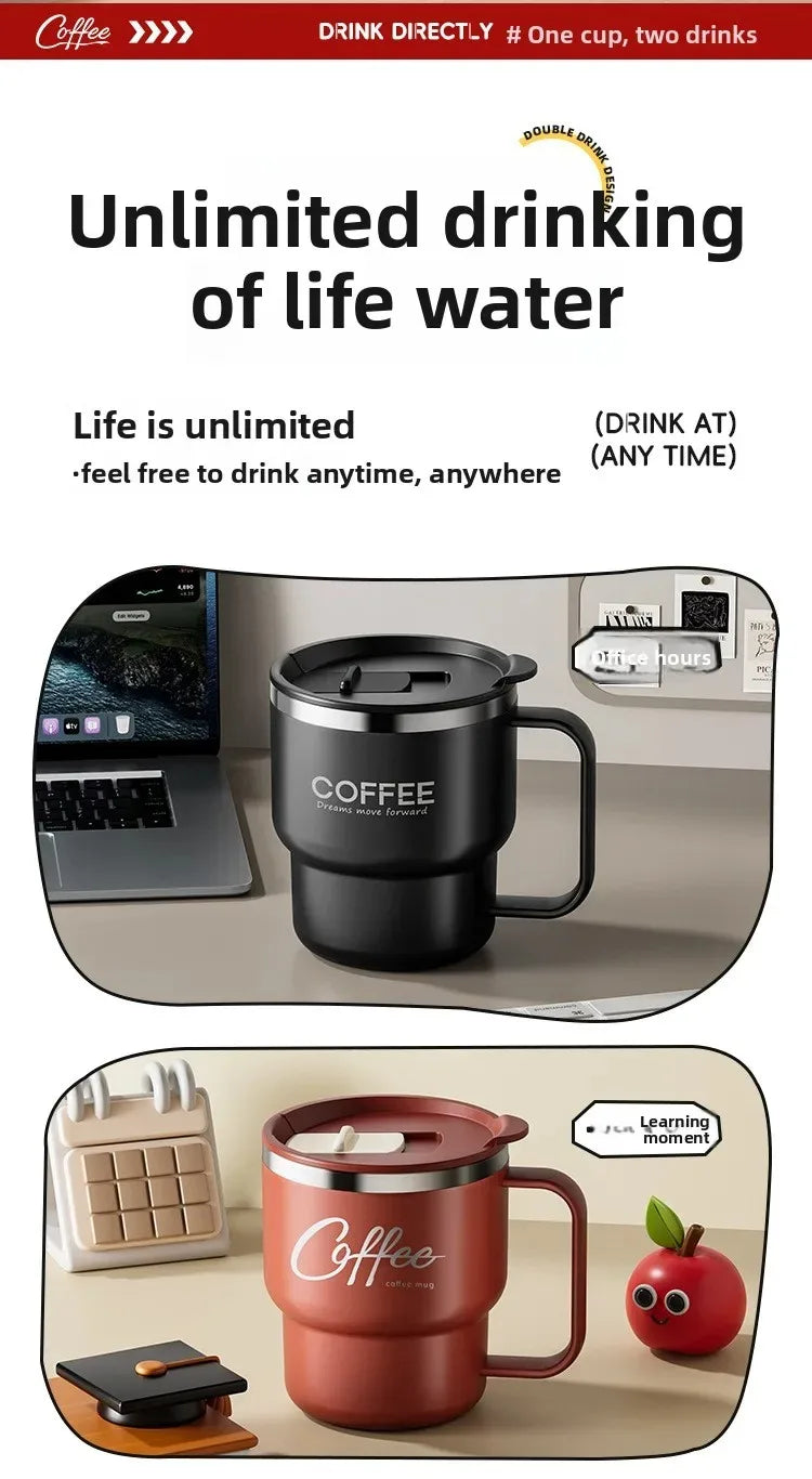 400ML Double Layer Coffee Mug 304 Stainless Steel Sealed Drinking Cup For Cold And Hot Water Insulated Milk Coffee Cup Drinkware