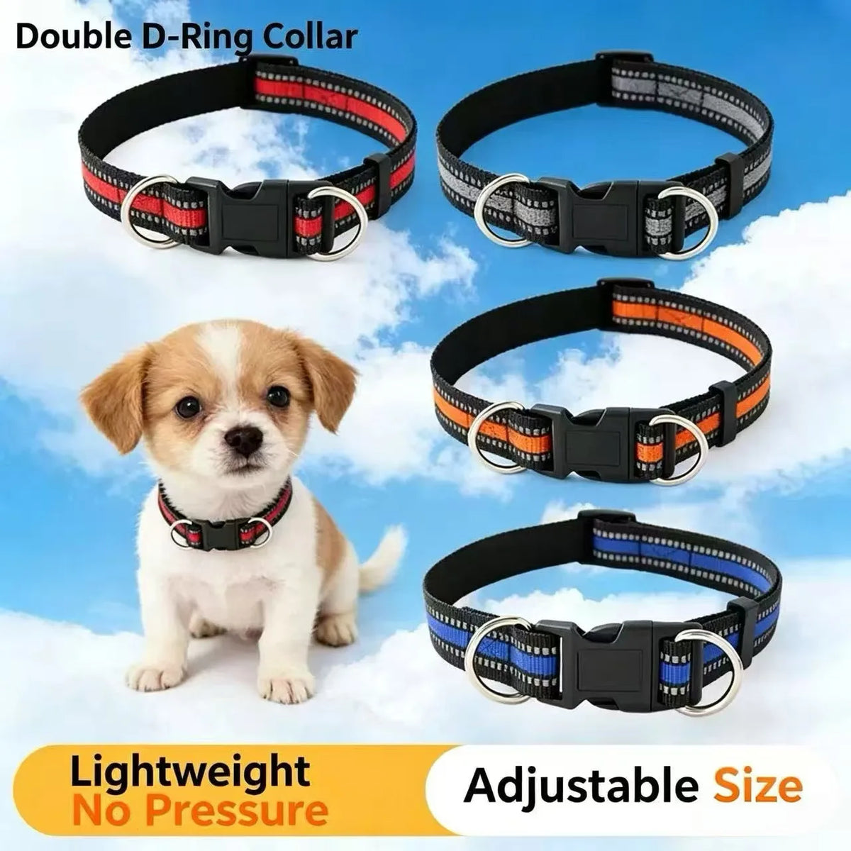 Heavy-Duty Reflective Collar with Double D-Ring