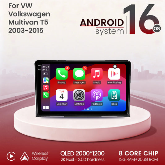 9" Car Stereo with Apple CarPlay & Android Auto, Compatible with VW Multivan T5 (2003-2015)