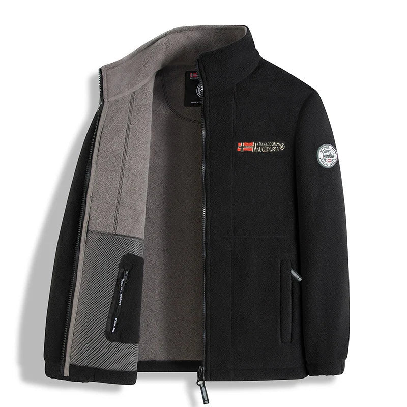 Men's Thick Polar Fleece Winter Jacket - Warm Zip-Up Outdoor Coat - photo 5
