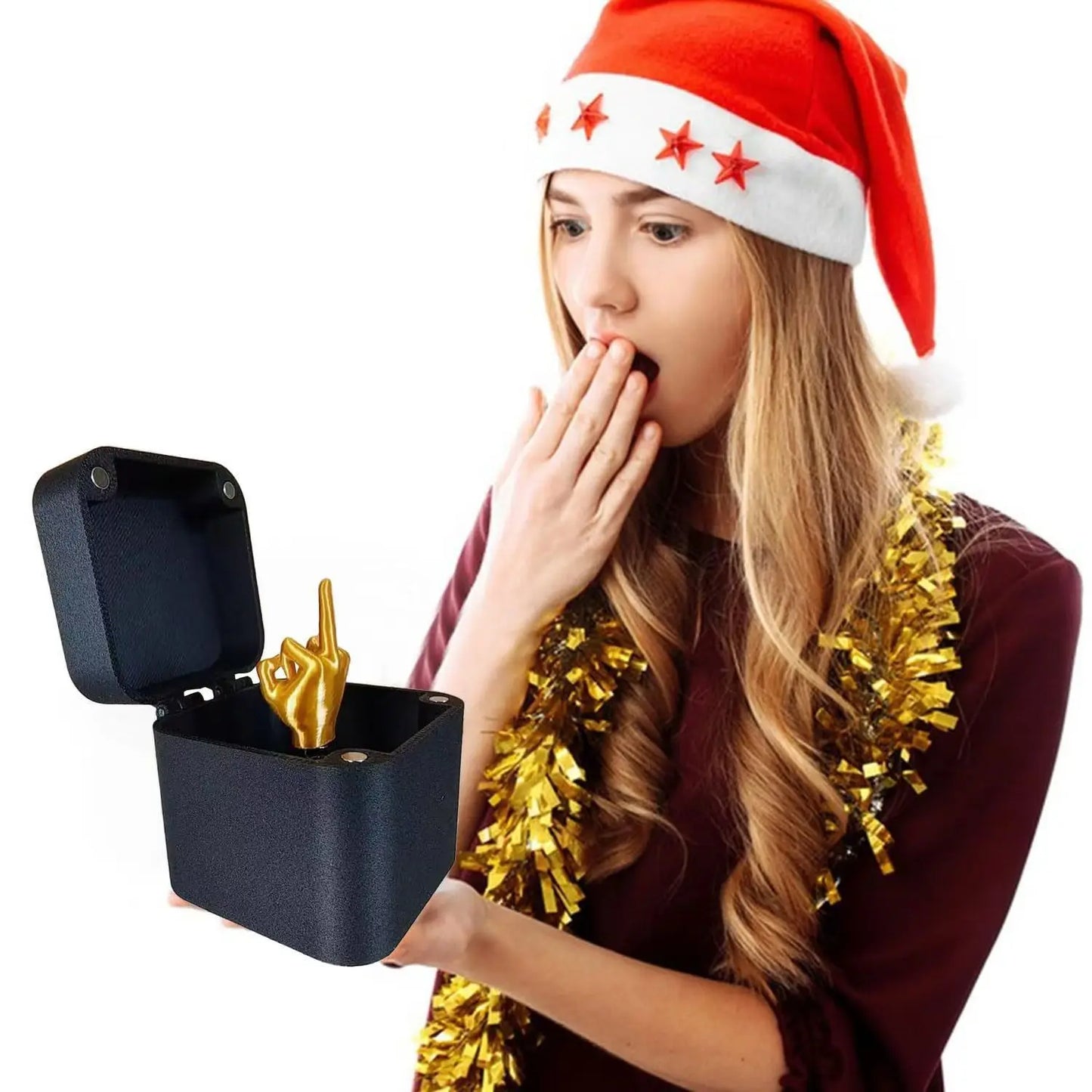 Funny Middle Finger in Box - Desk Decor Gag Gift for Halloween, Christmas & Birthday, Novelty Office Toy & Home Decoration