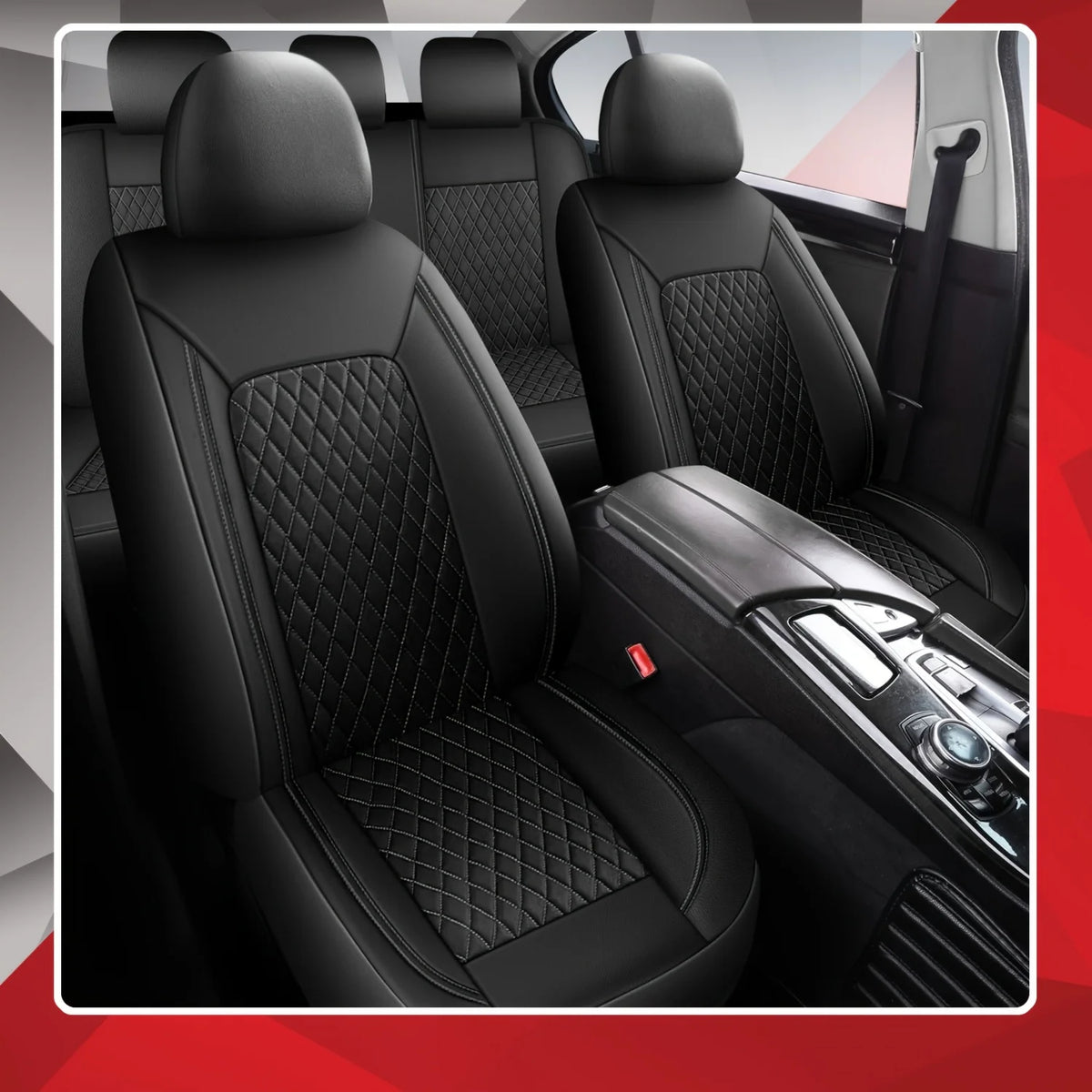 All-Season Quilted Faux Leather Car Seat Covers Universal Fit Most Cars