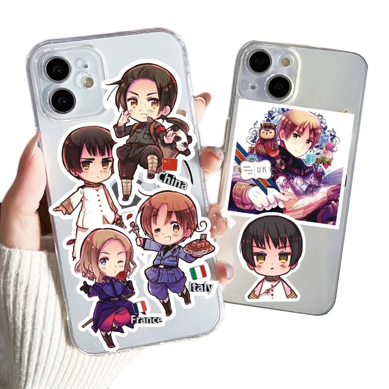 65Pcs Hetalia APH Anime Peripheral Stickers DIY Handbook Decoration Phone Case Cup Skateboard Waterproof Graffiti Stickers