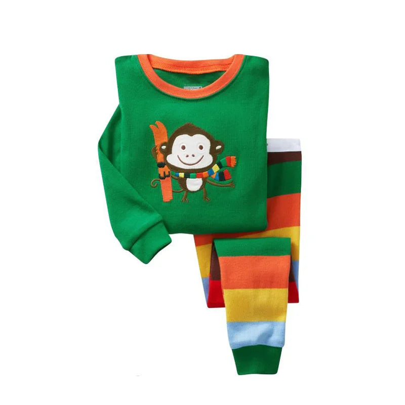 Kids Animal Embroidered Pajama Set - Soft Two-Piece Sleepwear