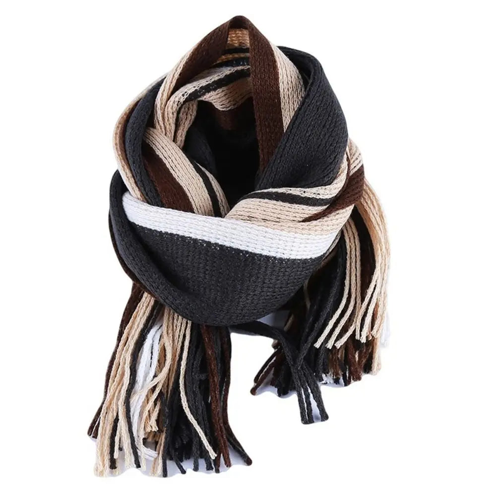 Men's Striped Winter Scarf with Tassels - Long Cashmere-Feel Wrap - photo 5