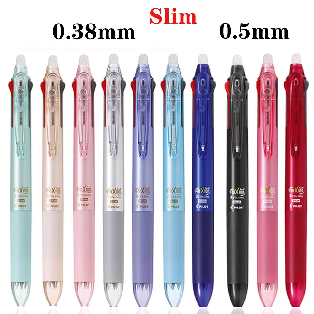 Japan Pilot Frixion Pen 3 in 1 Erasable Gel Pen 3 Colors 0.5mm /0.38mm LKFB-60EF Slim Pen Holder Back To School Stationery