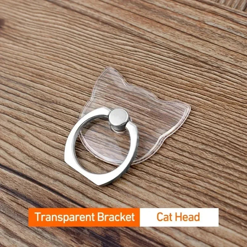 Transparent Cute Cat Phone Ring Holder – Foldable 360° Rotating Stand | Universal Smartphone Accessory