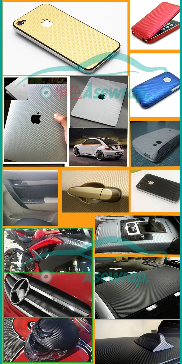 3D 4D 5D Carbon Fiber Vinyl Wrap Film – Black Matte Car Sticker for Car, Laptop, Phone & Motorcycle