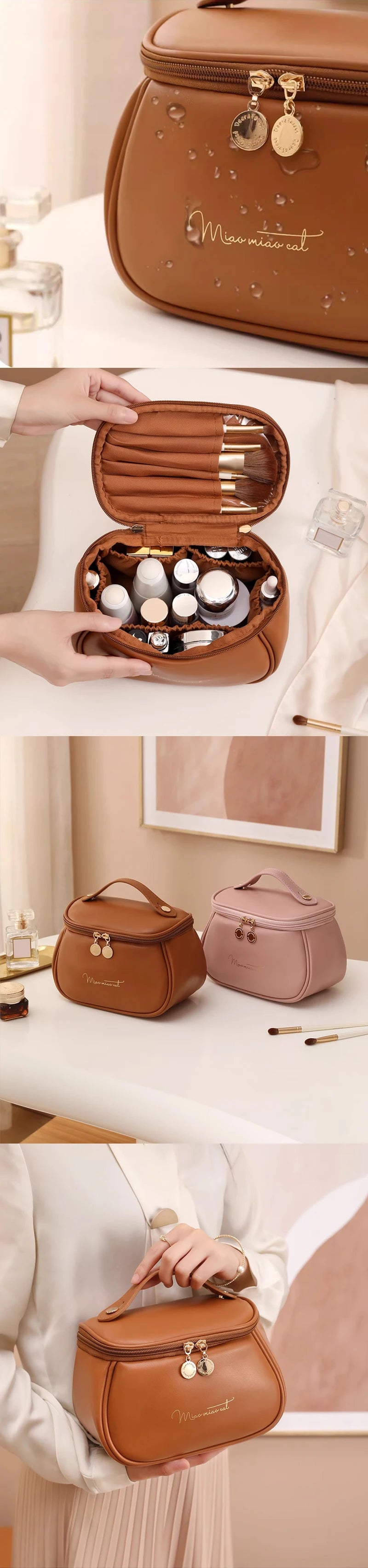 New PU Leather Cosmetic Bag For Women Multi-Functional Portable Travel Storage Makeup Case Female Toiletry Kit Bag