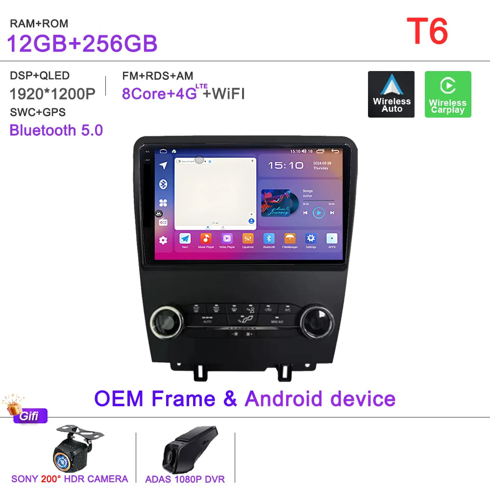 Car Stereo with Apple CarPlay & Android Auto, Compatible with Ford Mustang (2010-2014)