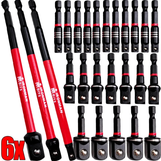 Impact Socket Adapter 1/4" 3/8" 1/2" Square Socket Driver Extension Bit Power Tools Hex Shank Impact Driver Socket Adapter