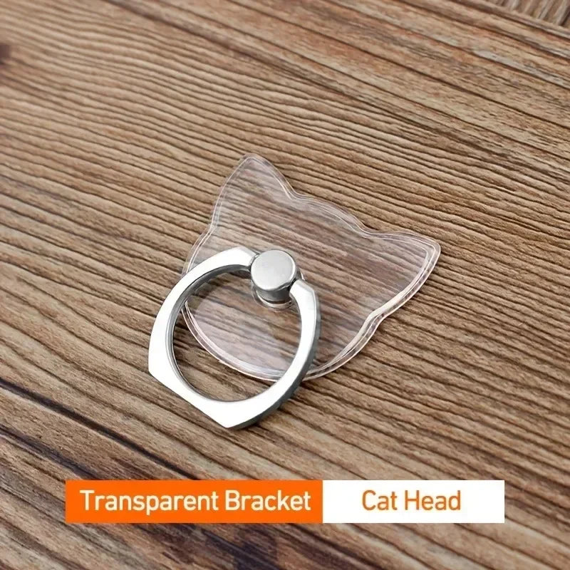 Transparent Cute Cat Phone Ring Holder – Foldable 360° Rotating Stand | Universal Smartphone Accessory
