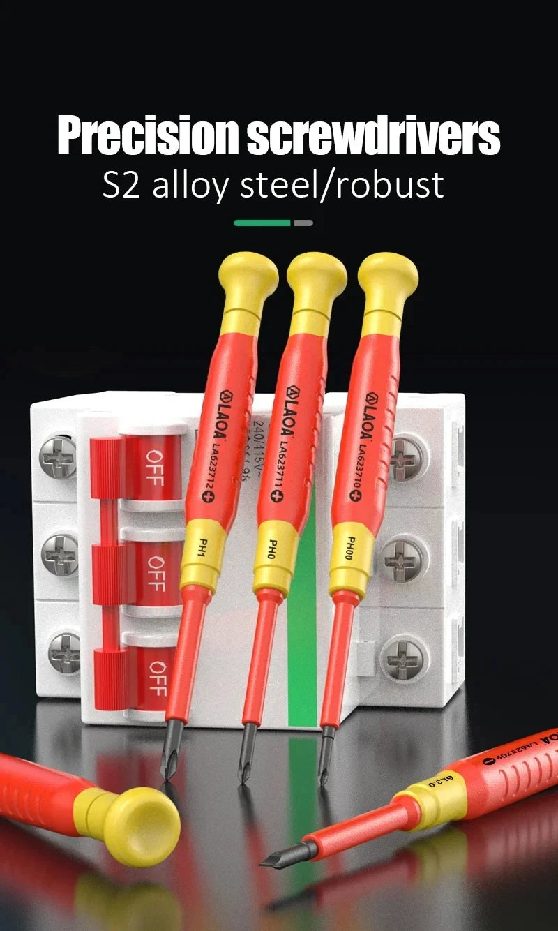 LAOA 1pc Insulated Precision Screwdriver SL1.0-3.0 aCross Small Size Screwdriver to Remove Watches Cell Phone NotebookT5-T10