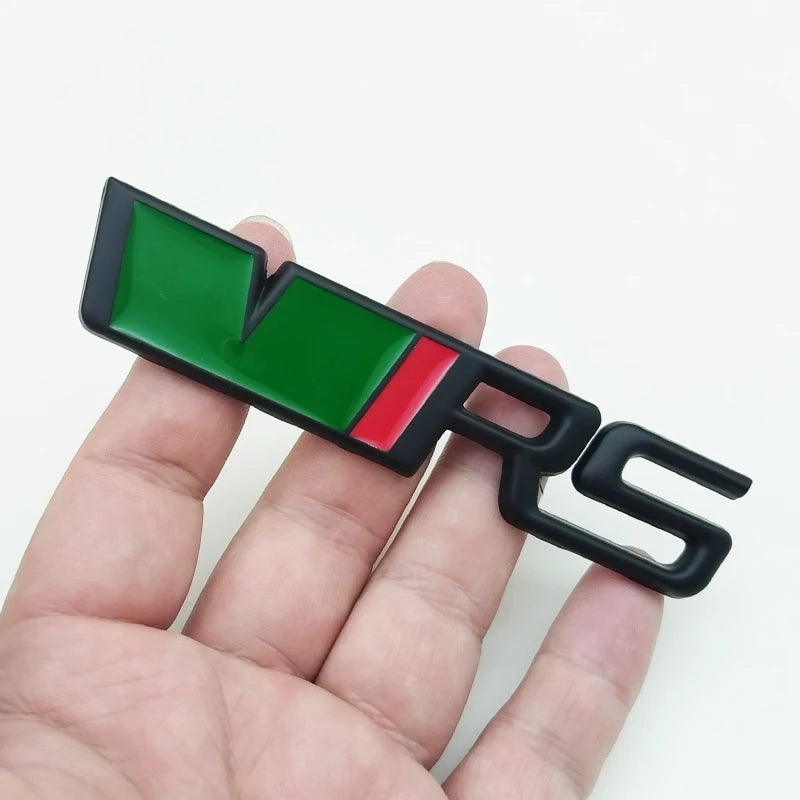 3d Metal RS Logo VRS Car Front Grill Emblem Rear Trunk Badge for Skoda VRS Octavia 1 2 3 Rapid Kodiaq Karoq Fabia Kamiq Superb