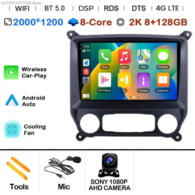 Car Radio Android 15 For Chevrolet Colorado 2014 - 2018 For Silverado GMC Sierra VIA Vtrux Truck 2014 - 2018 Carplay Stereo Auto