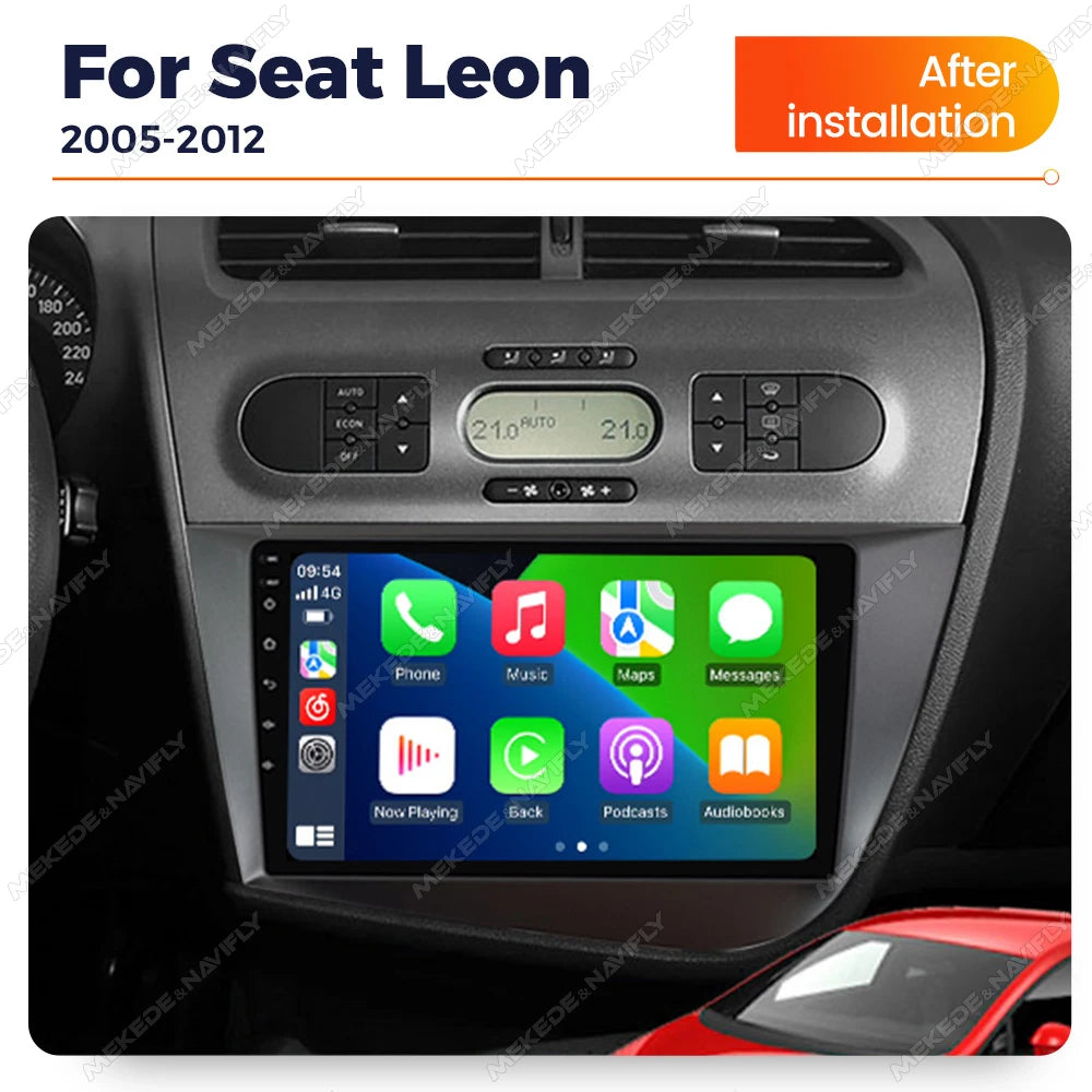 Wireless Carplay Car Radio 2G+32G For Seat Leon 2 MK2 2005 2006 2007 2008-2012 Android 14 Navigation GPS Multimedia Video Player