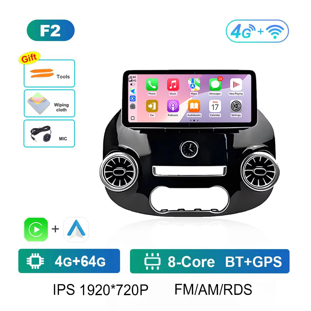 Smart System Android 14 for Mercedes Benz Vito W447 2014 - 2022 Car Video Radio Multimedia Player Cooling fan Bluetooth