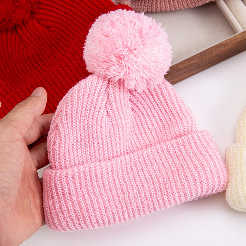 Infant Pom Pom Knit Beanie - Folded Cuff Baby Hat 0-12 Months - photo 4
