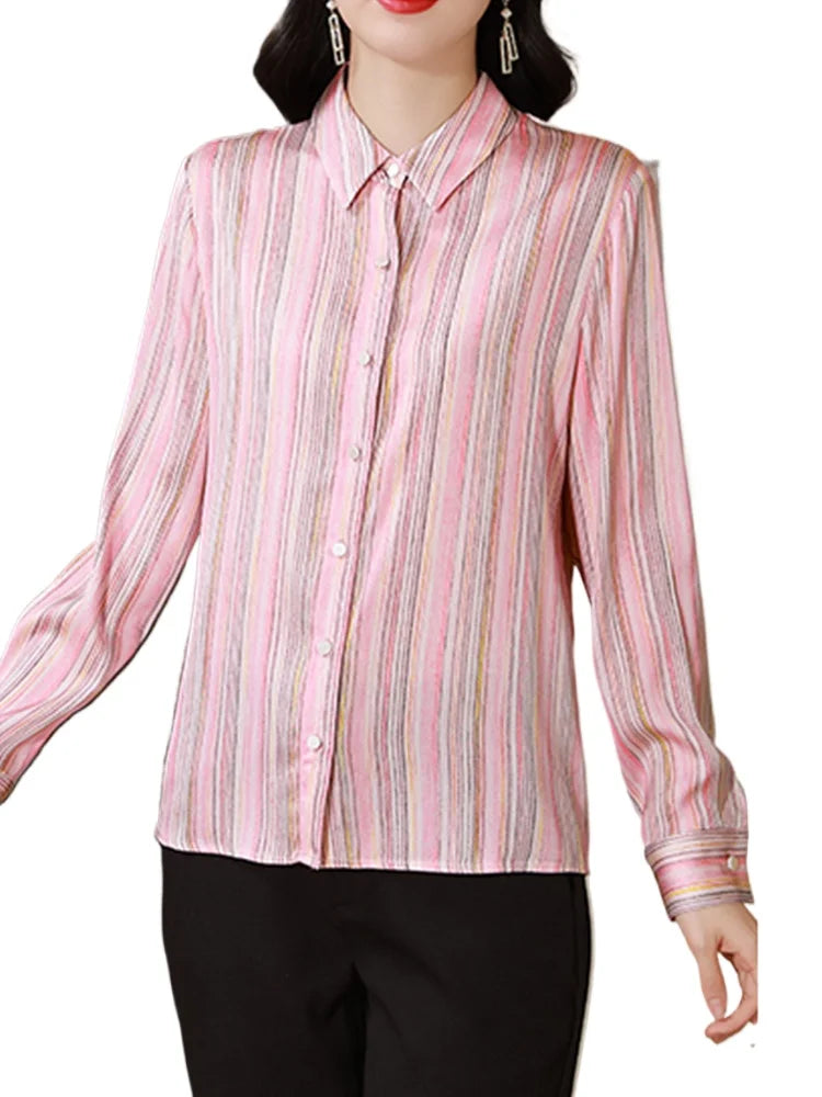New Spring Women Blouse office ladies silk shirts Fashion printed tops blusa mujer