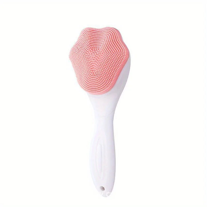Facial Cleanser Massage Brush with Long Handle, Cat Paw Brush Head, Silicone Soft Hair, Gentle Facial Cleaning Tool.