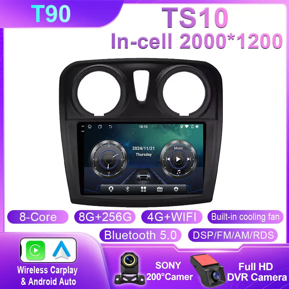 Android 16 Carplay Auto For Renault Logan 2 Sandero 2 2012 - 2016 2017 2018 2019 Car Radio Multimedia Player Stereo GPS WIFI DPS