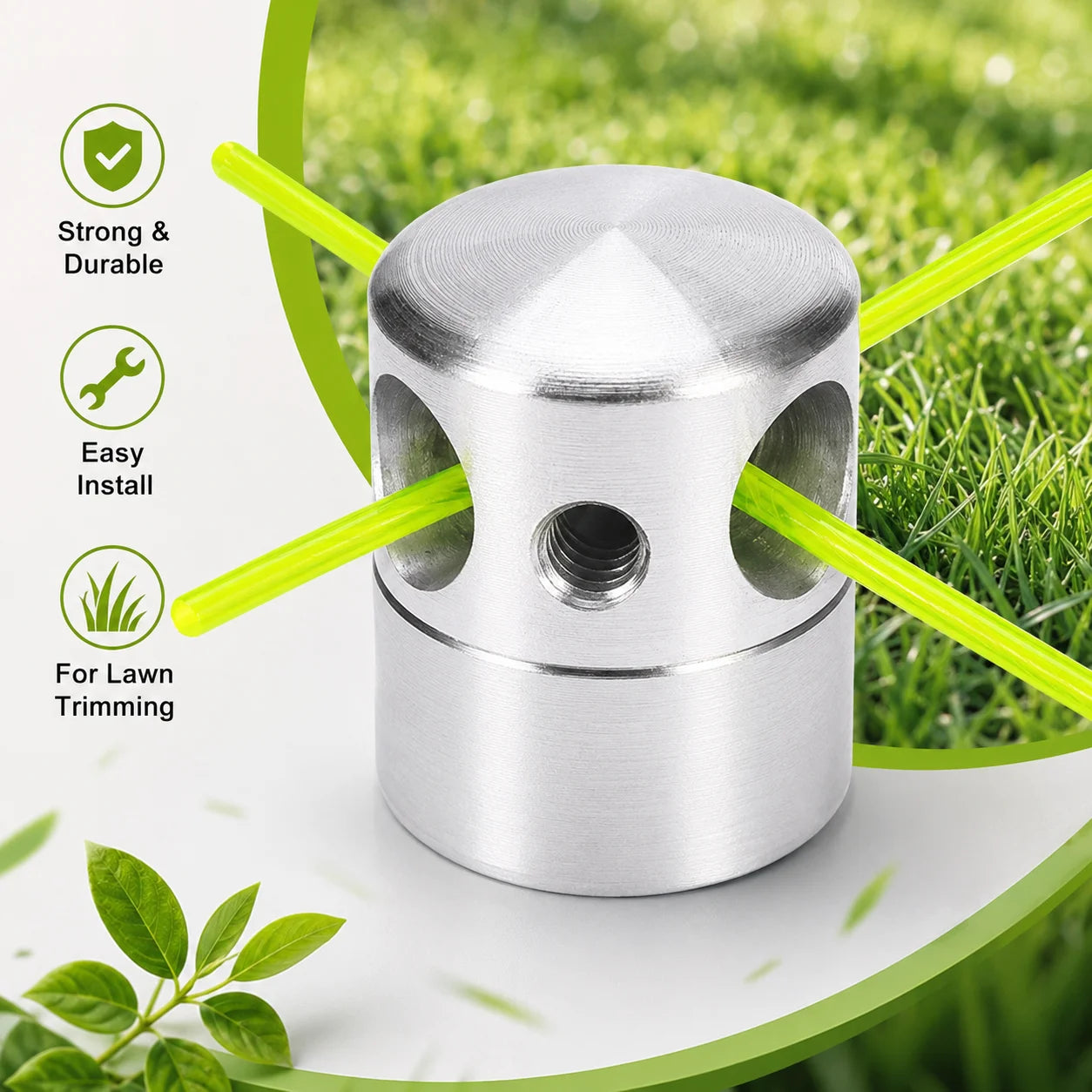1Pc Aluminum Alloy Trimmer Head, Cylindrical Grass Cutter Head, 1in Hole, Steel Wire Ropes, Lawn Mower Garden Tool