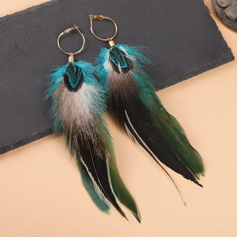 Unique Exaggerate Feather Earrings Creative Feathers Long Earrings Trendy Boho Big Earrings Jewelry Wholesale Custom Packaging