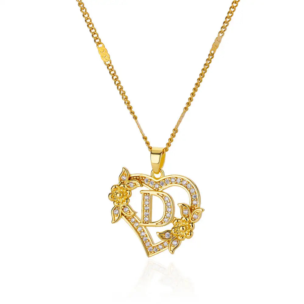 Initial Heart Necklace – Gold-Tone A-Z Letter Pendant