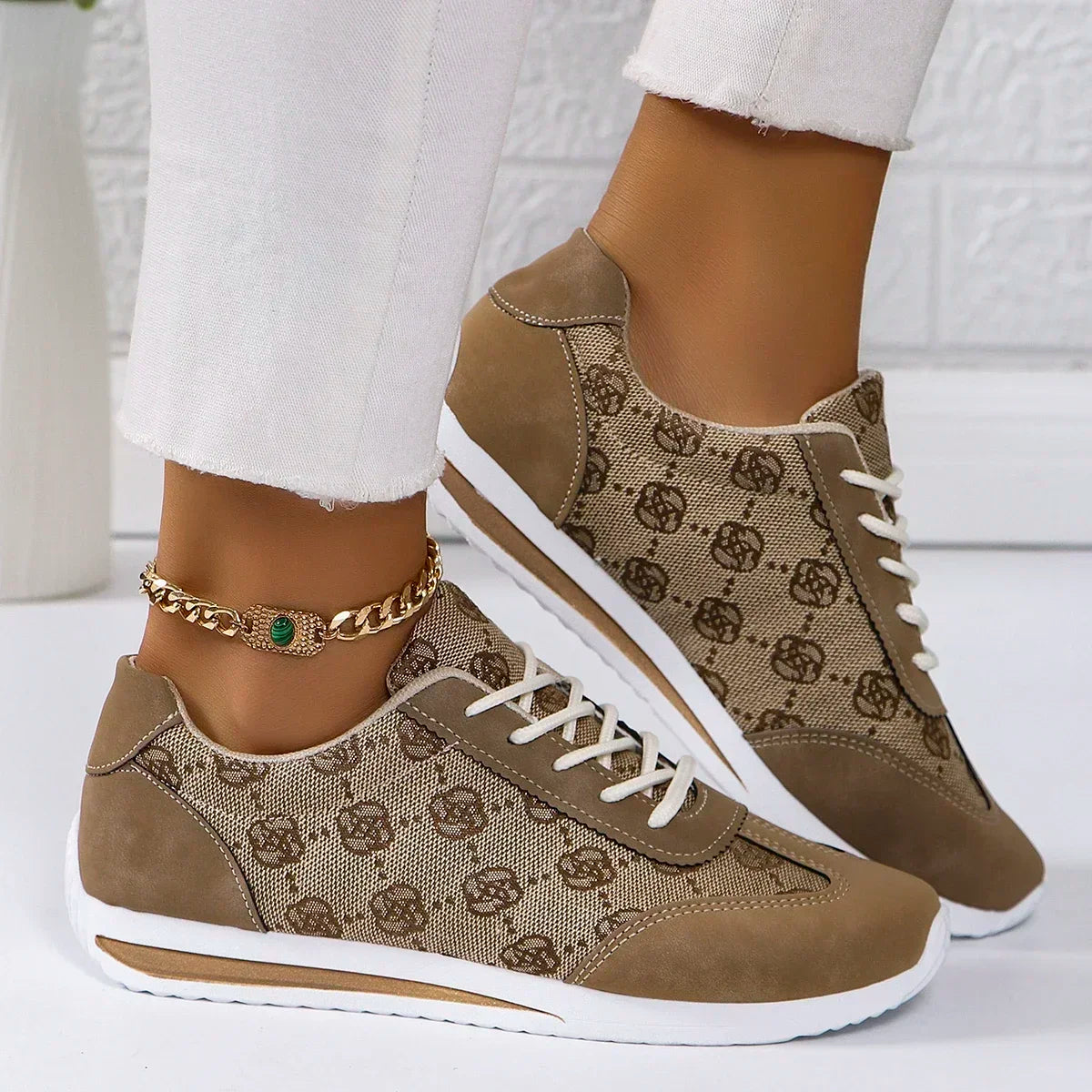 Cross-Strap Designer Sneakers for Women — Breathable Flat Casual Walking Shoes