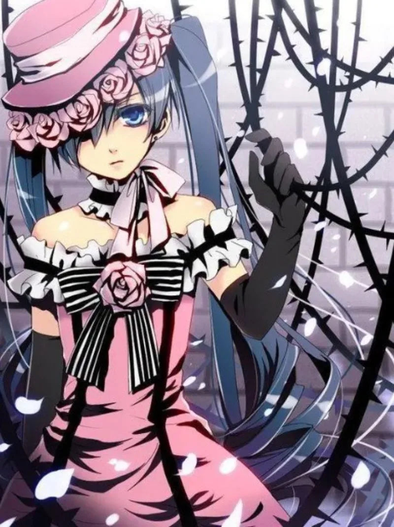 Anime Black Butler Ciel Phantomhive Young Master Cosplay Pink Robin Uniform Lolita Suit Wig Sleeveless Lace Maid Cut Dress