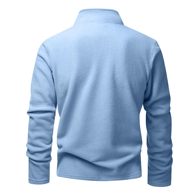 Men's Fleece Zip-Neck Pullover - Thick Stand Collar Sweatshirt - photo 2