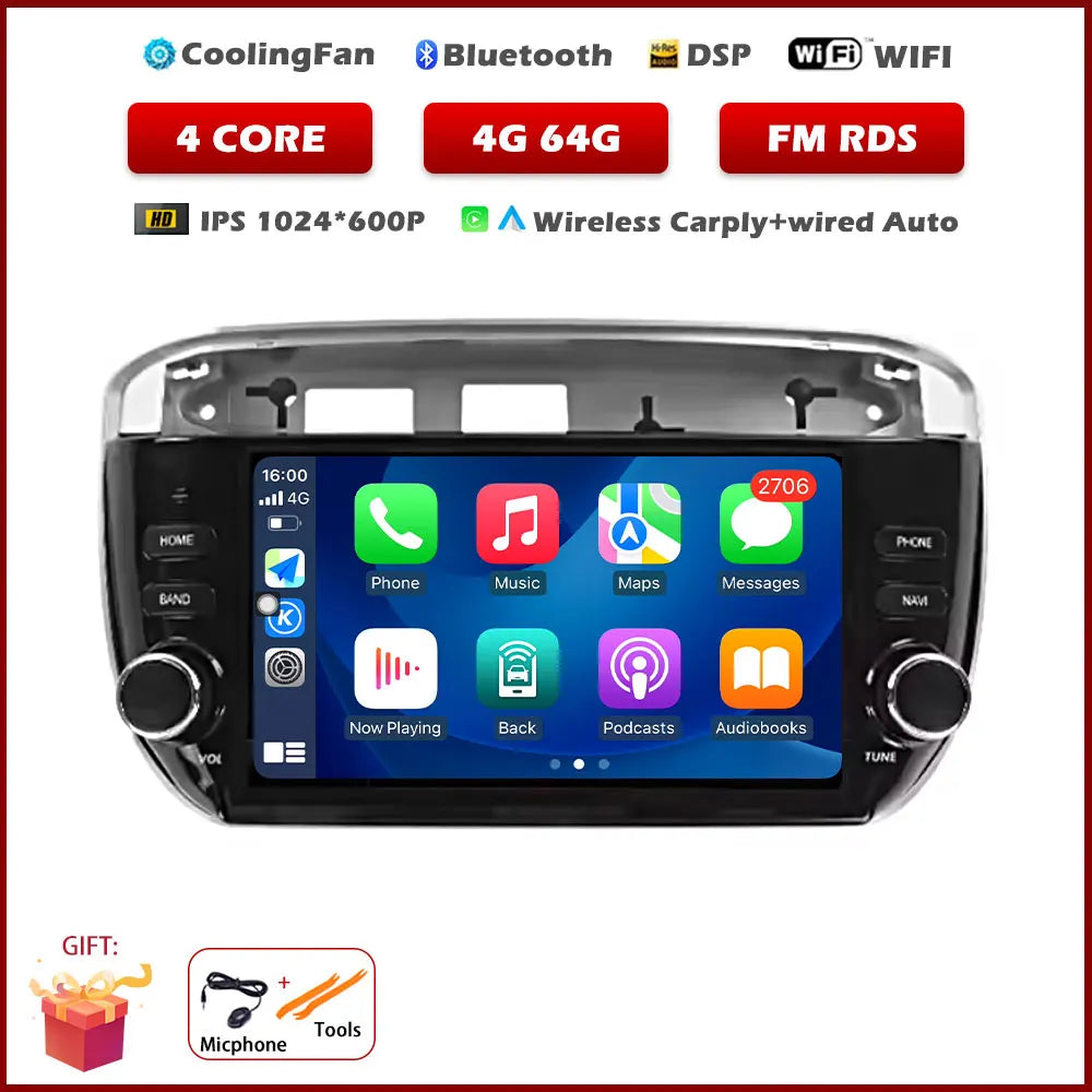 7" Android Car Stereo for Fiat Linea & Punto Evo (2012–2015) — CarPlay, Android Auto, GPS, 4G, Bluetooth 5.0