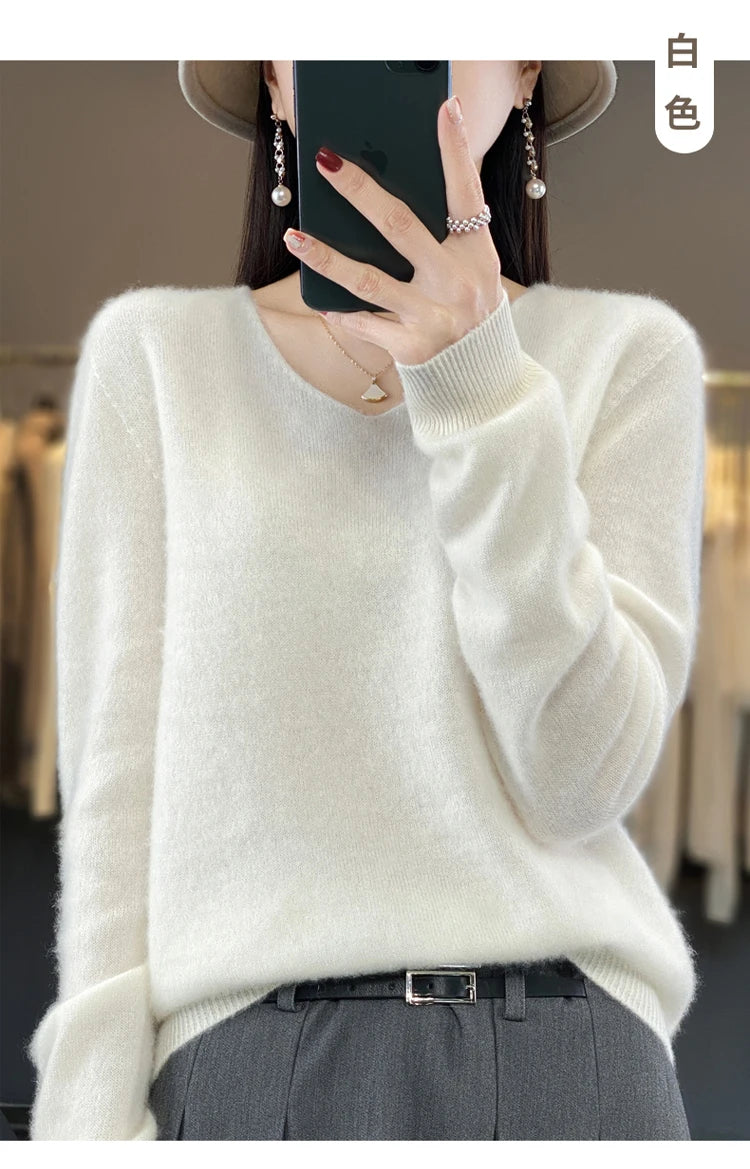 Women's Merino Wool V-Neck Sweater