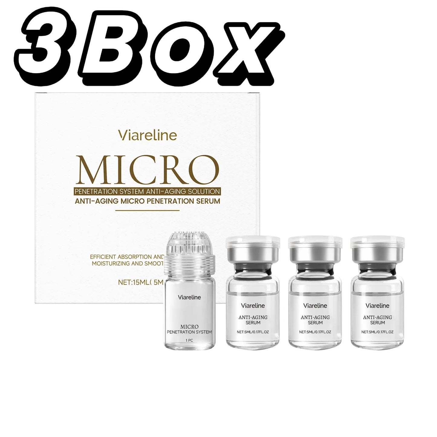 Hexapeptide Collagen Microneedle Serum Set Hydrating Facial Roller Beauty Device Pro Home Beauty Care Kit Glowing Skincare
