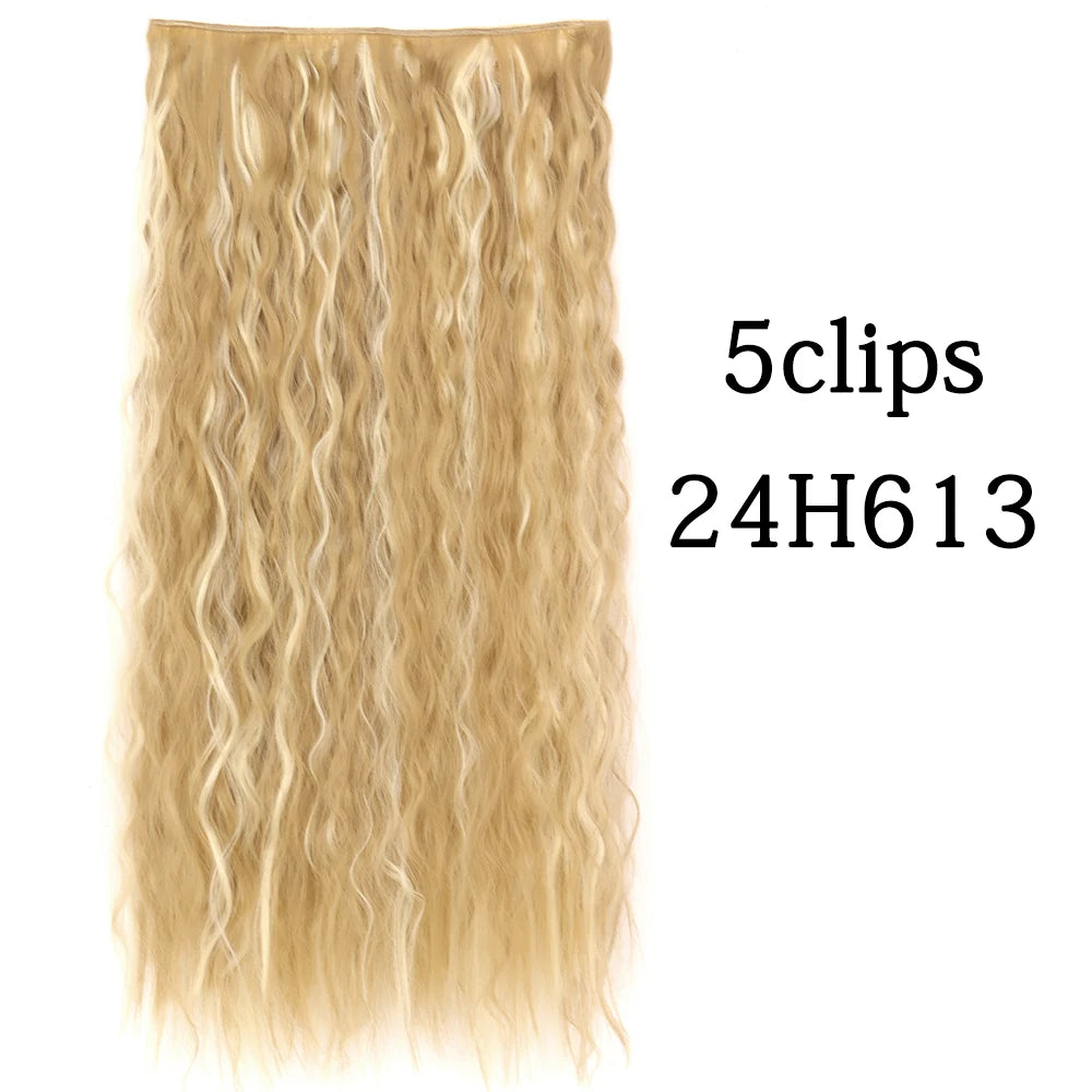 Synthetic 5 Clip In Hair Extensions Long Curly Hairstyle Hairpiece Natural Brown Black 80cm Heat Resistant  Fake Hair For Women