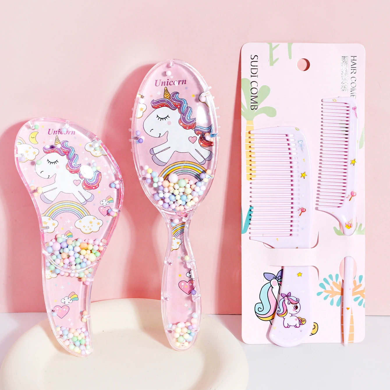 3pcs cartoon comb set, wet and dry dual-use, hair styling, suitable for any hair texture, gift set, special for real hair wigs