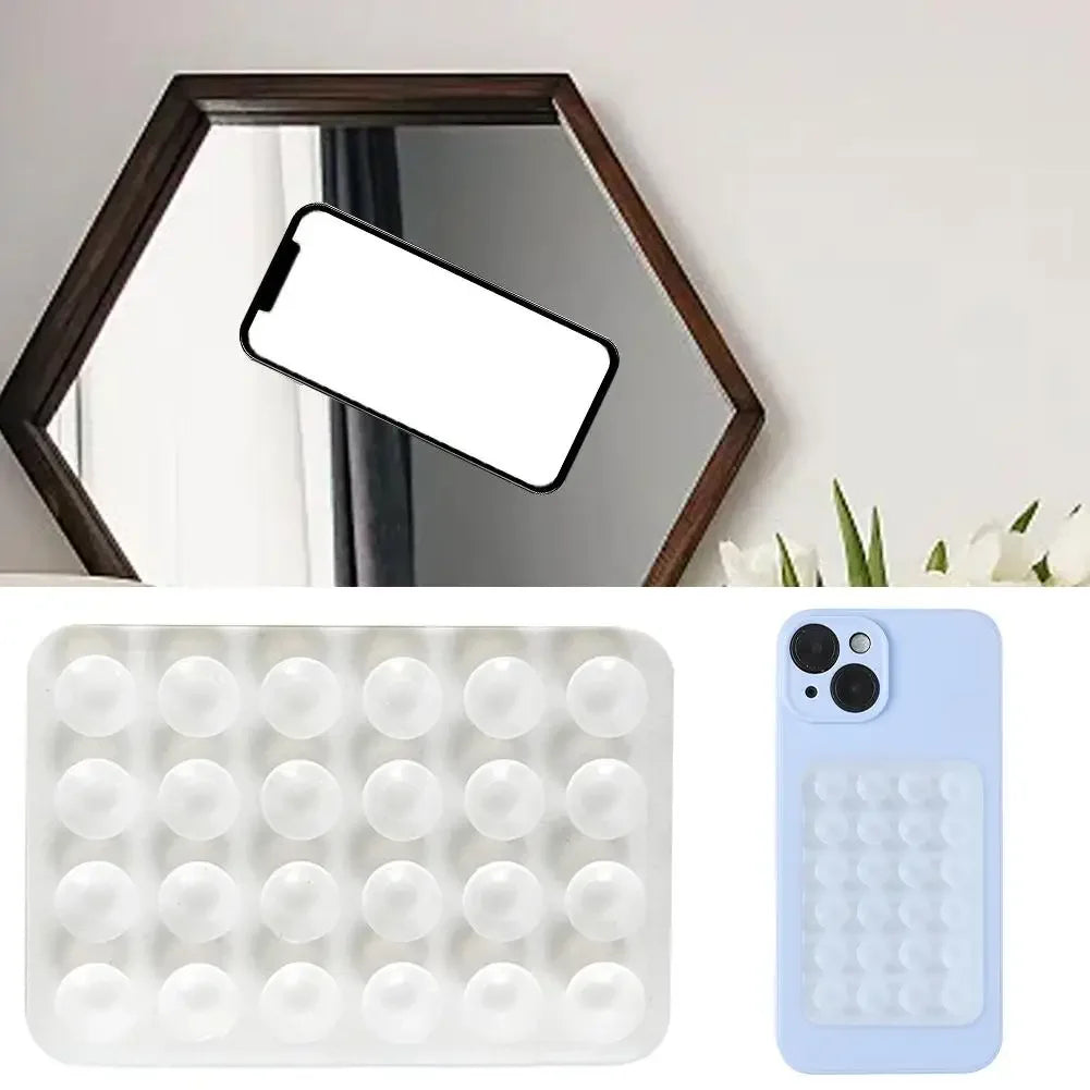 Silicone Suction Phone Holder Mat Multifunctional Suction Cup Wall Stand Square Anti-Slip Single-Sided Case Mount Back Sticker