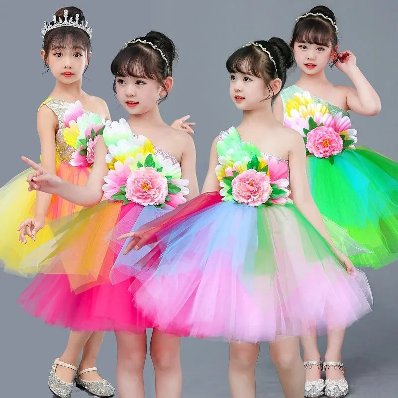 Girls multicolor modern dance dress
