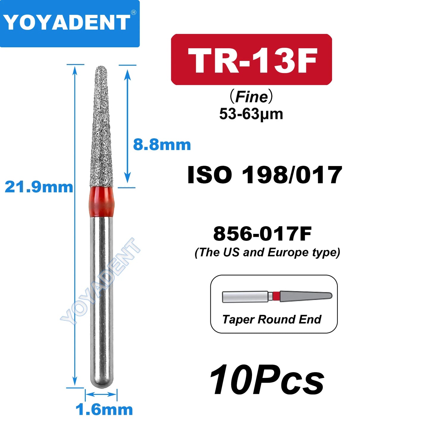 FG Fine Dental Burs Diamond Burs High Speed Turbines Drills Dental Lab Polishing Tools TR/TC/TF/FO/BR/SR/Type 1.6mm 10pcs/Pack