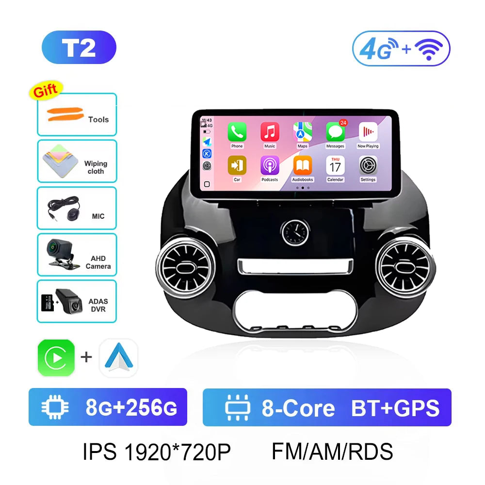 Smart System Android 14 for Mercedes Benz Vito W447 2014 - 2022 Car Video Radio Multimedia Player Cooling fan Bluetooth