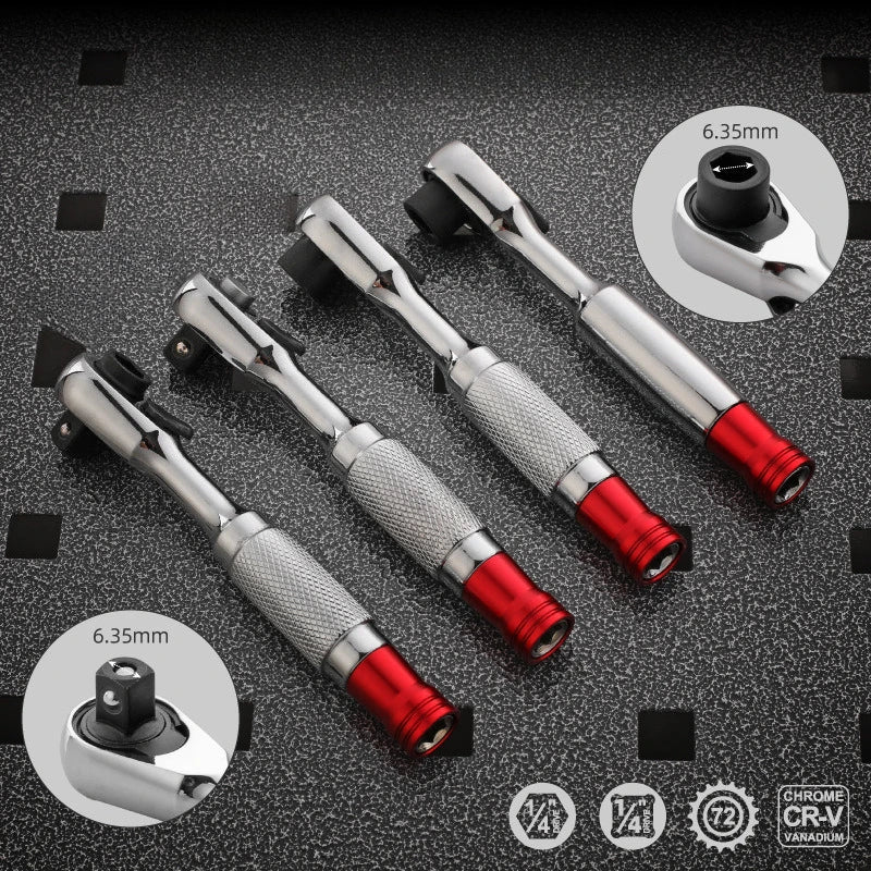 1/4 Ratchet Double Head Fast Ratchet Wrench Double-Ended Mini Socket Wrench Set Bicycle Workshop Tool Hand Tools