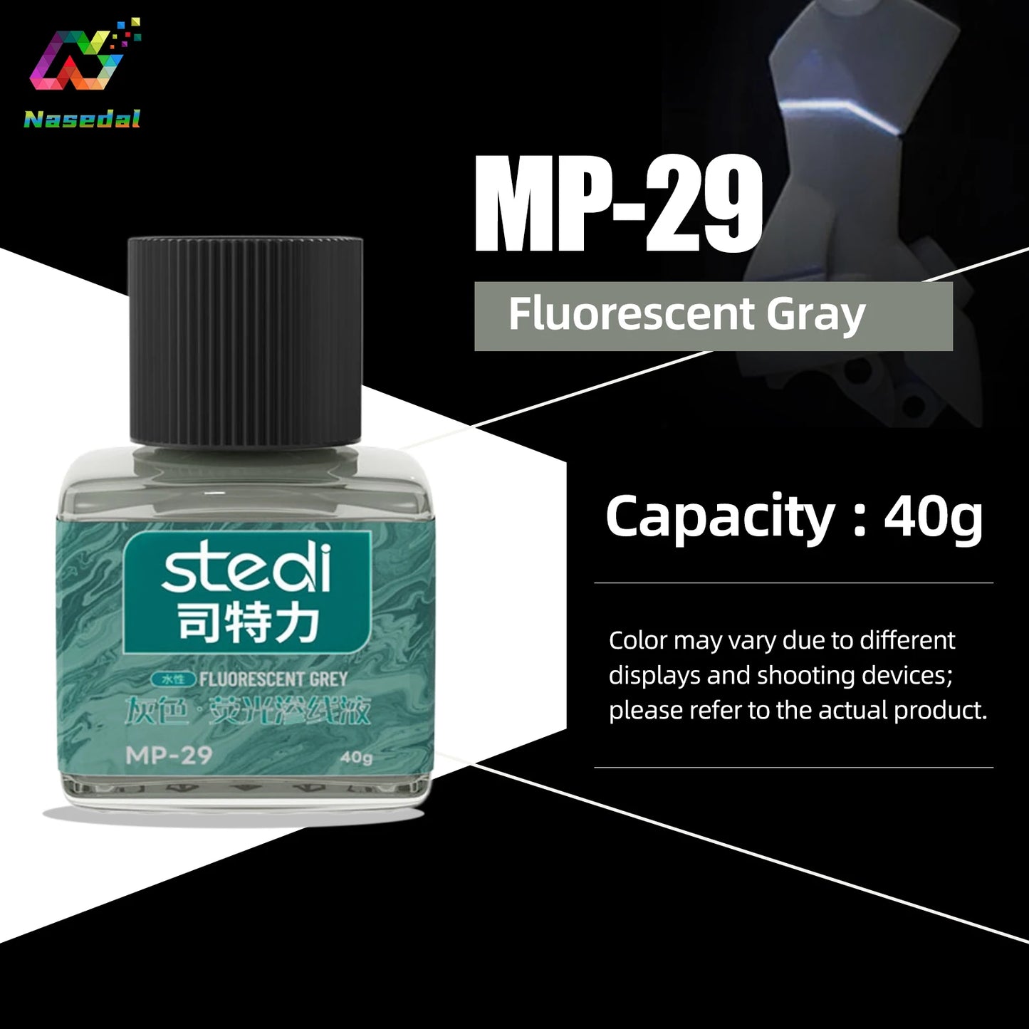 Stedi MP-20~29 40g Water-based Fluorescent Panel Liner Paint for Gundam Model Building Fluorescent Ink Panel Line Accent Color